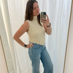 ENDLESS BLU Sweater vest tie up turtle neck